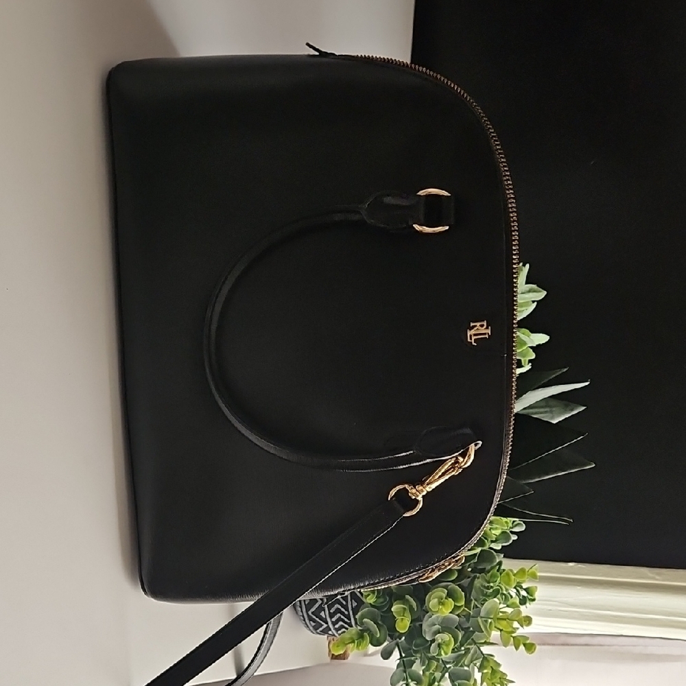 Polo by Ralph Lauren Black Satchel with Gold Accents